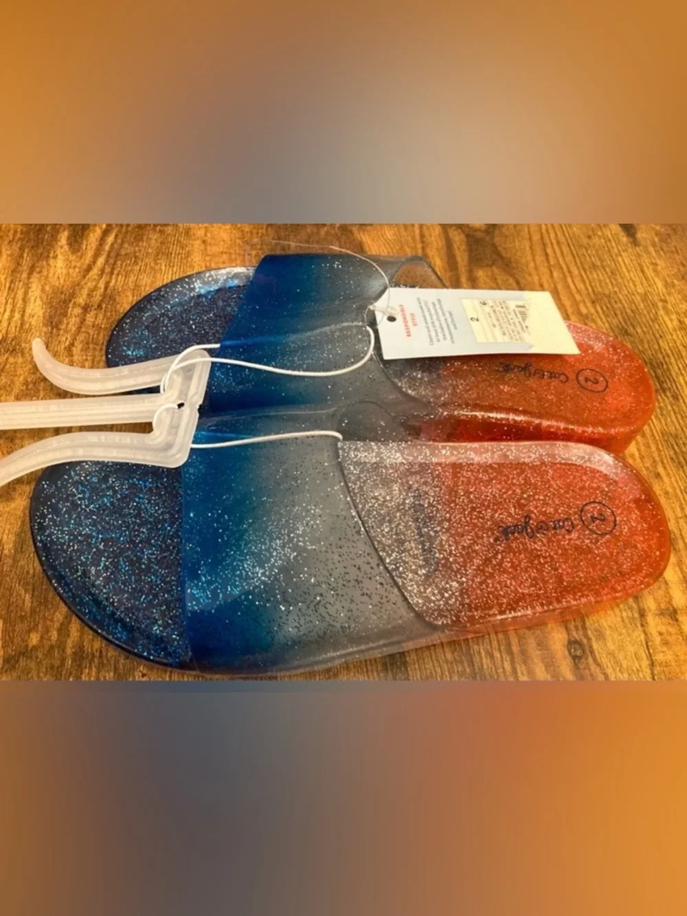 Kids' Oaklyn Glitter Jelly Slides - Cat & Jack American USA Size 2 new